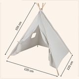 MISOU Tipi Tent - Kinderen - Speeltent - Jongens Meisjes - 120x120x150cm - Beige - Hout Katoen