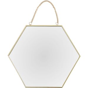 MISOU Spiegel Honingraad - Goud - met Ketting - Wandspiegel - Decoratieve - Accessoires