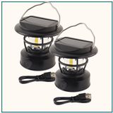 HIXA Kampeerlamp Stormlantaarn Campinglamp LED Solar Oplaadbaar 2 stuks