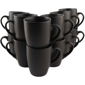 OTIX Koffiekopjes met Oor Koffietassen Set van 12 Mat Zwart 340ml
