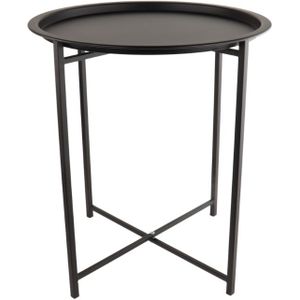 HIXA Bijzettafel - Rond - Salontafel - Tuintafel - Tuin - Buiten - Zwart - 46x46x52 cm - Metaal - Outdoor