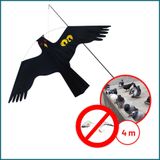 HIXA Vogelverjager 4 Meter met Extra Vlieger Duivenverjager Vogelverschrikker Kraaien Zwart Nylon