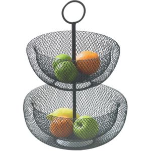 OTIX Fruitschaal - Fruit Etagere - Zwart - Etagere - Fruitmand - 2 Lagen - Metaal