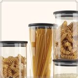 OTIX Voorraadpot - Glas met Deksel - 575ml - Zwart - Hout