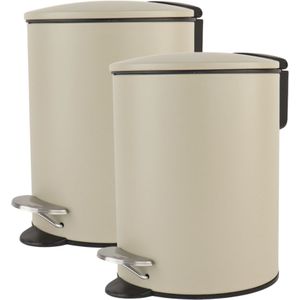 Nordix Pedaalemmer 3 Liter 2 stuks Badkamer Toilet Beige Metaal