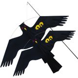 HIXA Vogelverjager 7 Meter met Extra Vlieger Duivenverjager Vogelverschrikker Kraaien Zwart Nylon