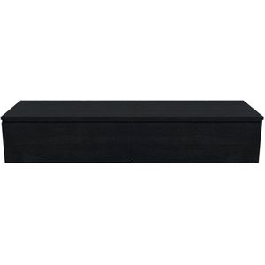 Arcqua Onderkast Living black oak 140x30 cm 2 lades