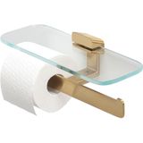 Geesa Shift Toiletrolhouder dubbel Goud geborsteld met planchet van transparant glas