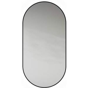 Looox Spiegel Black Line Oval, matt black frame, indirecte CCT verlichting met afstandsbediening, 40x80 cm