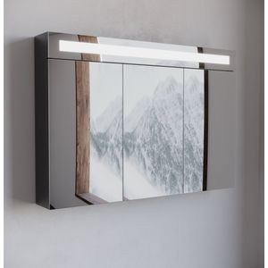 Serie Specnero - Spiegelkast - 100x68 - Mat Zwart - LED Verlichting - Tuimelschakelaar