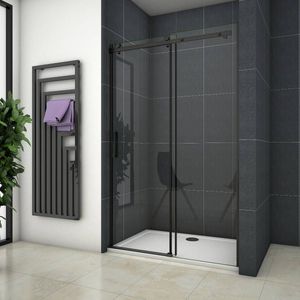 Douchedeur Black Lotus Nisdeur 140X200 Schuifdeur 8Mm Helder Glas Antikalk Mat Zwart