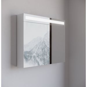 Serie Speciano - Spiegelkast - 85x68 - Wit - LED Verlichting - Tuimelschakelaar