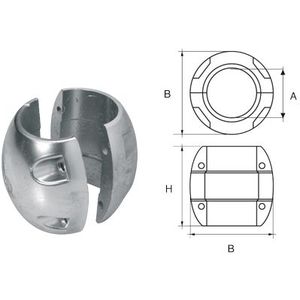 Allpa Aluminium Anode voor Ø20mm-as bolvormig