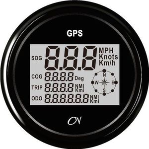CN GPS Snelheidsmeter met kompas 85mm  Zwart Zwart