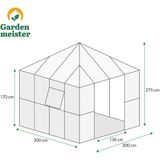 Gardenmeister Royal Park 100 tuinkamer veiligheidsglas 4 mm zwart