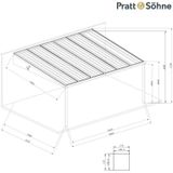 Pratt & Söhne terrasoverkapping opaal polycarbonaat 16 mm 2 staanders 6 x 3,5 m