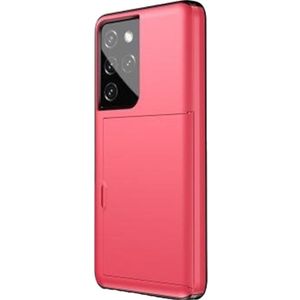 iPhone 14 Pro Max hoesje - Backcover - Hardcase - Pasjeshouder - Portemonnee - Shockproof - TPU - Rood