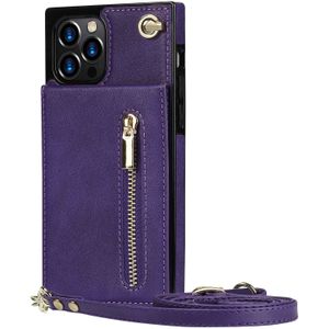 iPhone 11 Pro hoesje - Backcover - Pasjeshouder - Portemonnee - Koord - Kunstleer - Paars