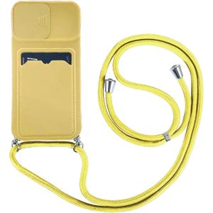 iPhone XR hoesje - Backcover - Koord - Pasjeshouder - Portemonnee - TPU - Geel