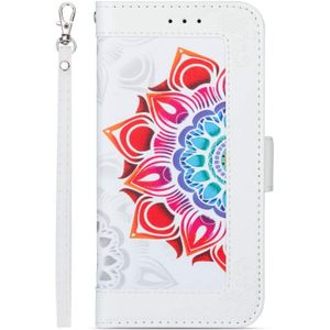 iPhone 12 Pro Max hoesje - Bookcase - Koord - Pasjeshouder - Portemonnee - Mandalapatroon - Kunstleer - Wit