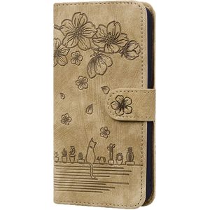 Samsung Galaxy A25 hoesje - Bookcase - Koord - Pasjeshouder - Portemonnee - Camerabescherming - Bloemenpatroon - Kunstleer - Bruin