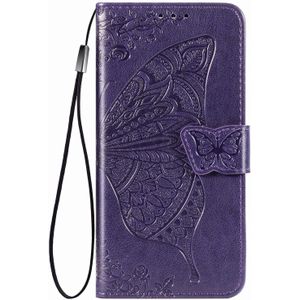 iPhone 7 hoesje - Bookcase - Pasjeshouder - Portemonnee - Vlinderpatroon - Kunstleer - Donkerpaars