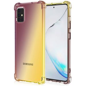 Samsung Galaxy S24 Ultra hoesje - Backcover - Extra dun - Tweekleurig - Siliconen - Bruin/Geel
