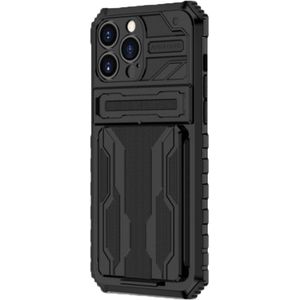 iPhone 12 Pro Max hoesje - Backcover - Rugged Armor - Kickstand - Extra valbescherming - TPU - Zwart