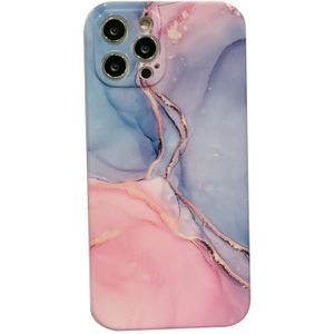 iPhone 12 Pro Max hoesje - Backcover - Marmer - Marmerprint - TPU - Roze/Paars