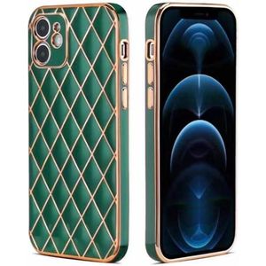 iPhone 12 Pro Max hoesje - Backcover - Ruitpatroon - Siliconen - Donkergroen