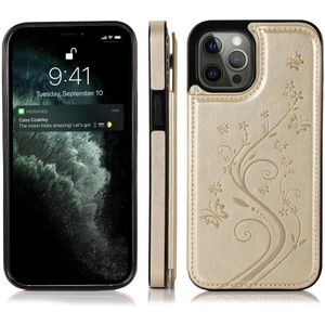 Samsung Galaxy S23 Plus hoesje - Backcover - Pasjeshouder - Portemonnee - Bloemenprint - Kunstleer - Goud