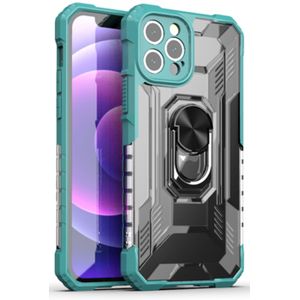 iPhone 13 Pro hoesje - Backcover - Rugged Armor - Ringhouder - Shockproof - Extra valbescherming - TPU - Groen