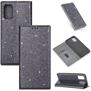 iPhone XS hoesje - Bookcase - Pasjeshouder - Portemonnee - Glitter - TPU - Grijs