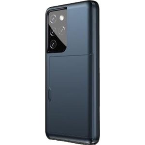 iPhone SE 2022 hoesje - Backcover - Hardcase - Pasjeshouder - Portemonnee - Shockproof - TPU - Marineblauw