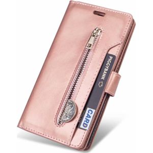 Samsung Galaxy A42 hoesje - Bookcase - Koord - Pasjeshouder - Portemonnee - Rits - Kunstleer - Rose Goud