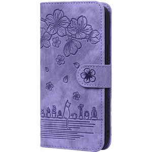 Samsung Galaxy A36 hoesje - Bookcase - Koord - Pasjeshouder - Portemonnee - Camerabescherming - Bloemenpatroon - Kunstleer - Paars