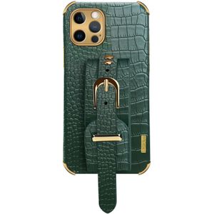 Samsung Galaxy S10 Plus hoesje - Backcover - Slangenprint - Handvat - Gesp - Kunstleer - Groen