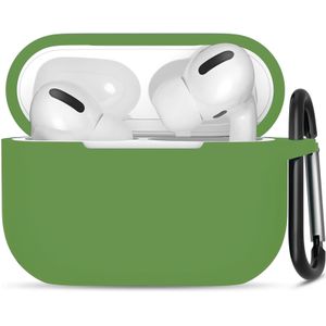 Hoesje geschikt voor Apple Airpods Pro - Softcase - Sleutelhanger - Cover - Extra dun - Siliconen - Donkergroen