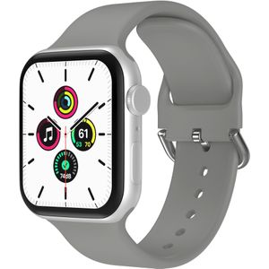 Bandje geschikt voor Apple Watch 38/40MM - Geschikt voor Series 1/2/3/4/5/6/7/8/9/SE - Maat L - Horlogebandje - Siliconen - Grijs