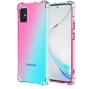Samsung Galaxy A55 hoesje - Backcover - Extra dun - Tweekleurig - Siliconen - Roze/Turquoise