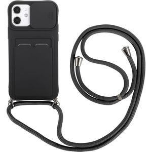 iPhone 7 hoesje - Backcover - Koord - Pasjeshouder - Portemonnee - TPU - Zwart