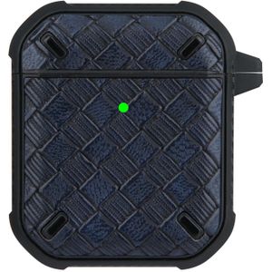 Hoesje geschikt voor Apple Airpods 1 en 2 - Softcase - Sleutelhanger - Cover - Siliconen - Donkerblauw