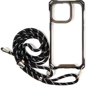 iPhone 14 Pro Max hoesje - Backcover - Koord - Extra valbescherming -  TPU - Zwart
