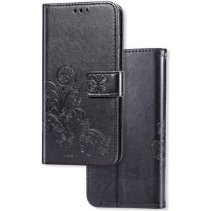 OPPO A77 hoesje - Bookcase - Pasjeshouder - Portemonnee - Bloemenprint - Kunstleer - Zwart