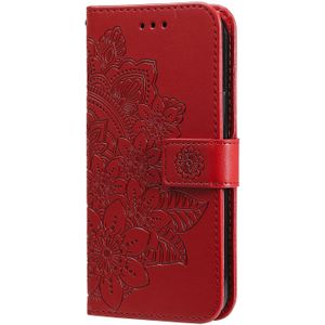 OPPO A16S hoesje - Bookcase - Pasjeshouder - Portemonnee - Bloemenprint - Kunstleer - Rood
