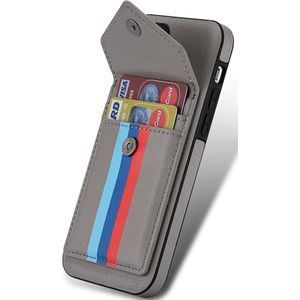 iPhone X hoesje - Backcover - Patroon - Pasjeshouder - Portemonnee - Kunstleer - Grijs
