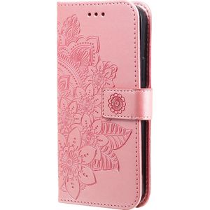 iPhone 15 hoesje -  Bookcase -  Pasjeshouder -  Portemonnee -  Bloemenprint -  Kunstleer -  Rose Goud