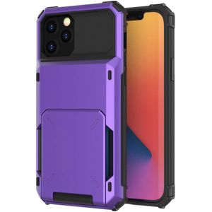 iPhone 12 hoesje - Backcover - Pasjeshouder - Portemonnee - TPU - Paars