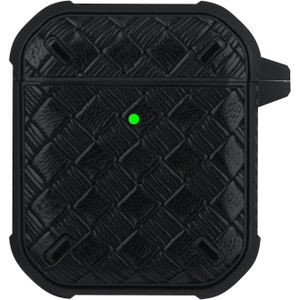 Hoesje geschikt voor Apple Airpods 1 en 2 - Softcase - Sleutelhanger - Cover - Siliconen - Zwart
