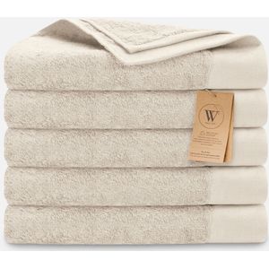 Walra Handdoekset Remade Cotton 70x140 set van 5 stuks - Beige - 70% gerecycled Katoen / 30% Katoen 550 gr/m²